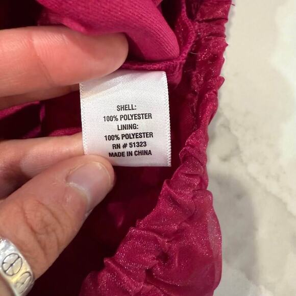 CeCe Off Shoulder Sheer Puff Sleeve Blouse Women's Medium Red Glam Renaissance - Picture 7 of 8